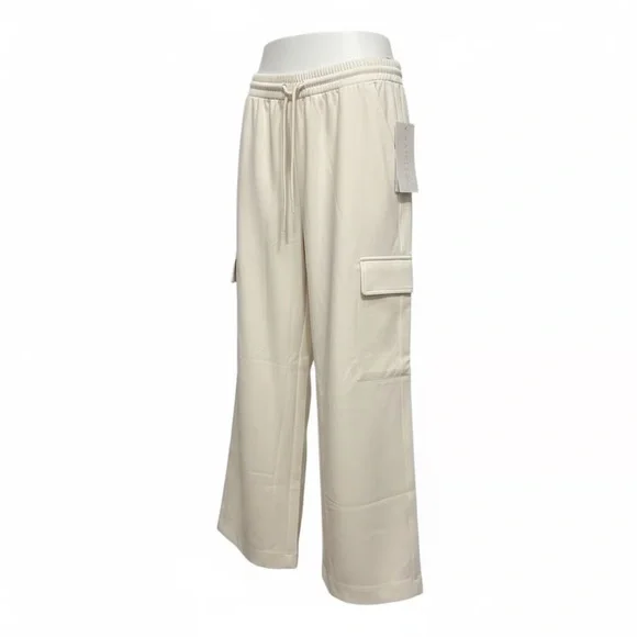 NWT Athleta Promenade High Rise Cargo Pants Brownstone Beige Tan Wide Size M/P - Picture 5 of 11